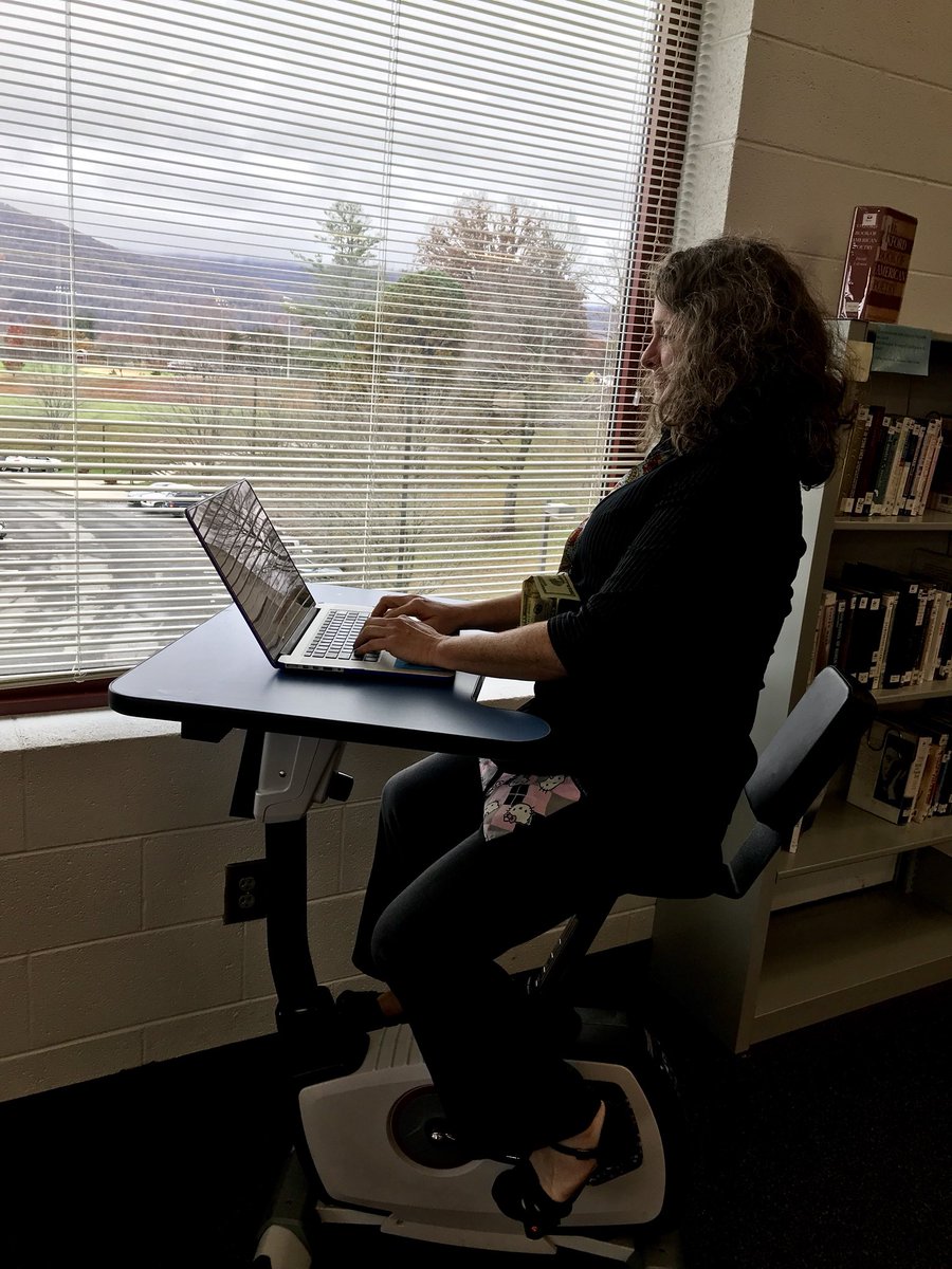 Look what’s happening in the OHS Media Center!! Thanks Debbie Bryant and <a href="/buncombeschools/">Buncombe Schools</a> !! LOVE this new Kid Fit desk.  #moveoverlady