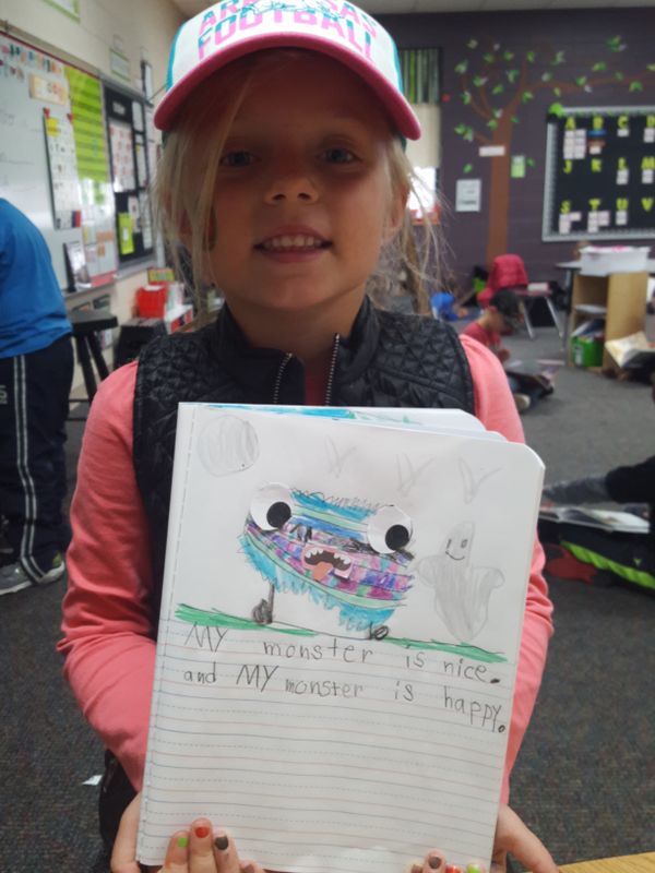 nixaschools's tweet photo. Amanda Walker's Kindergarten class at Century practiced writing with descriptive words after creating a monster. https://t.co/1hZUygbbJq
