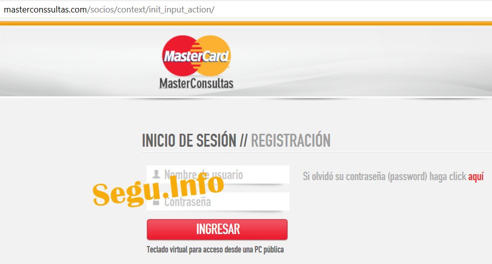 SeguInfo's tweet photo. CUIDADO: nuevo #phishing de @MastercardArg alojado en sitio muy parecido masterconSSUultas[.]com. Mientras 7 días dsp, mastercoNUltas[.]com sigue activo https://t.co/yXxyh8Y72k