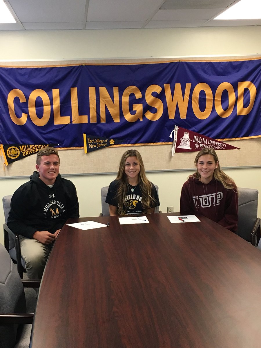 collsfh's tweet photo. Congrats on your NLI Sara (fh - TCNJ), Carly (lax -  IUP), &amp; Aaron (wrestling - Millersville)!!! We are so proud of you. 💙💛 Best of luck! #collsedu https://t.co/lE7CfKcYIv