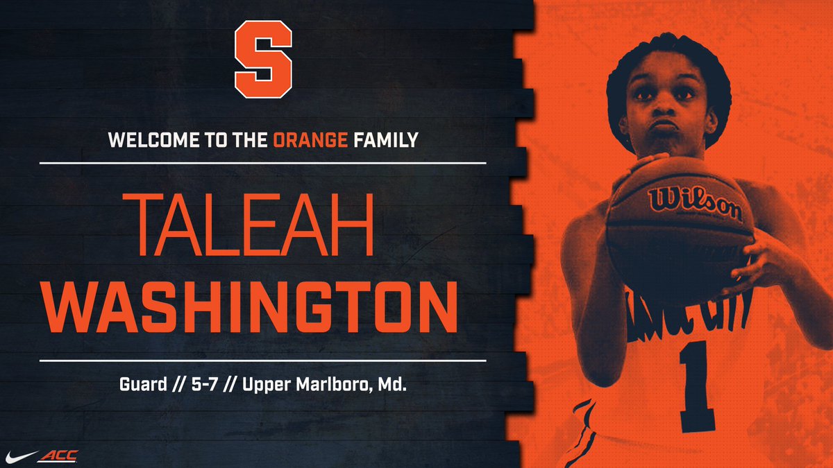 CuseWBB's tweet photo. Welcome a versatile, three-star combo guard to the Orange family! Taleah Washington is officially #OrangeCollar 🍊🏀 https://t.co/16e5zQAiR5