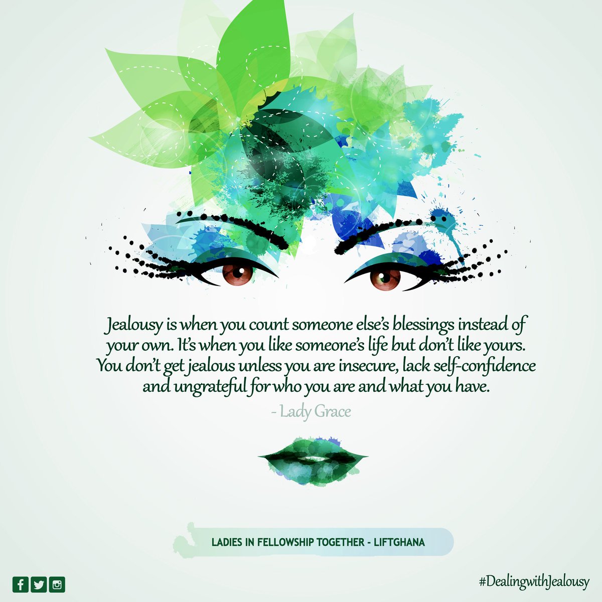 Jealousy is when you count someone else's blessings instead of your own.  It's when you like someone's life but don't like yours. You don't get  jealous unless you are insecure, lack self-confidence, image size:1200x1200