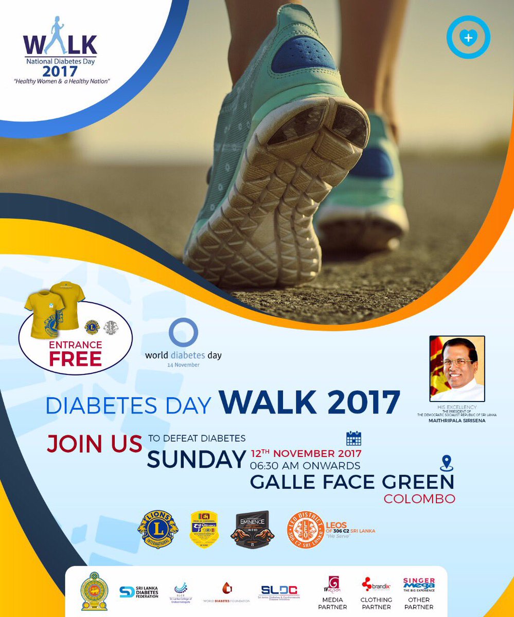 Lions306C2's tweet photo. Diabetes Day Walk 2017
Jointly Organized by Sri Lanka Diabetes Federation, Sri Lanka College of Endocrinologists and Lions Multiple District 306 in collaboration with Non Communicable Disease Bureau, Ministry of Health.
#306C2Leos #Lions306C2 #Diabetes #WeServe #C2team #SriLanka https://t.co/sTvTe8uDfd