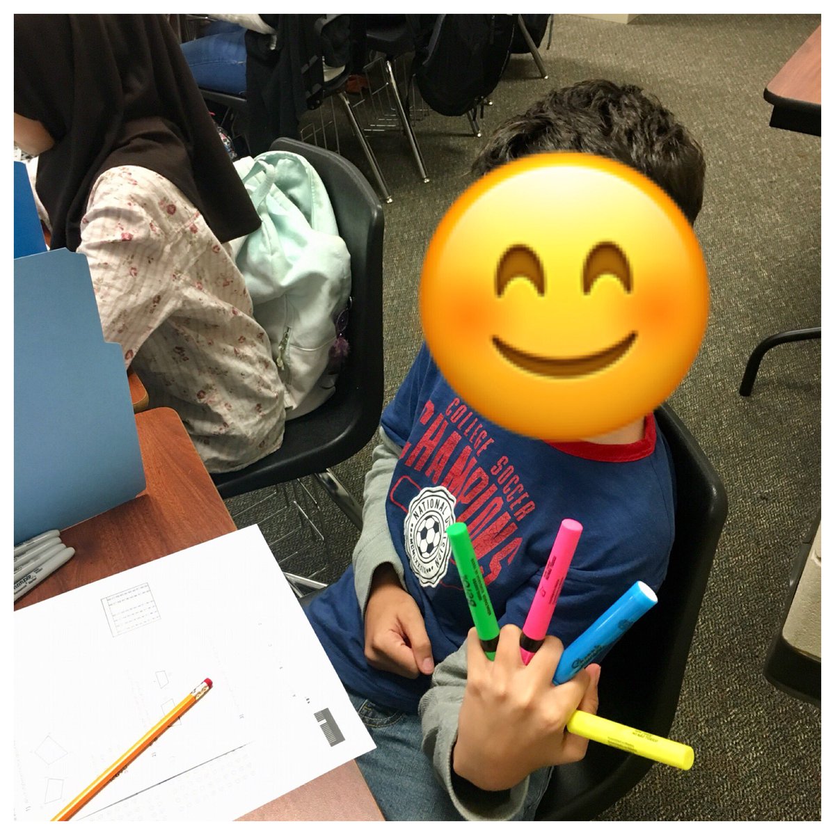 We are ready to rock our similar figures test with our highlighters to find corresponding angles and sides. #wolverine #wchowlout <a href="/WoodCreekJrHigh/">WoodCreek Jr. High</a>