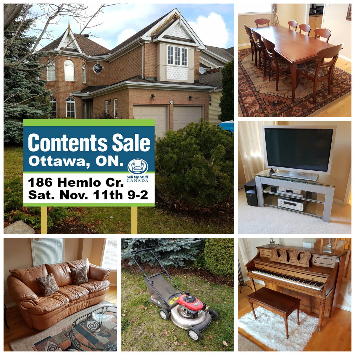 SellmyStuffOTT's tweet photo. #KanataLakes #ContentSale🏡 Sat-Nov-11th, visit https://t.co/6XhsgKyimc for pics of all items!
#186Hemlo #RemembranceDay #piano #leather #plasmaTV #bombayco #honda #lawnmower #bose #psb #yamaha #stereoreceiver #purse #coach #gucci #LEGO #elliptical #ottawa #SellMyStuffCanada🍁 https://t.co/5B16AhW17h