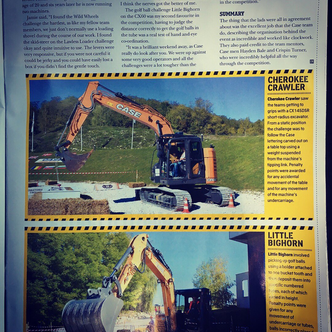 Finally got our hands on this months edition of earth movers which one of our very own operators made it into along with his team mates James and Jamie, well worth a read and so pleased they done so well #topjoblads #teamgb🇬🇧 #skilledoperators #caserodeo