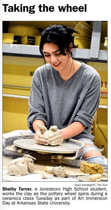 JPSHurricane's tweet photo. The Academies at Jonesboro High School art students participate in Art Immersion Day @ArkansasState! #CaneCreative #CaneOTR https://t.co/3tnJM1FmEp