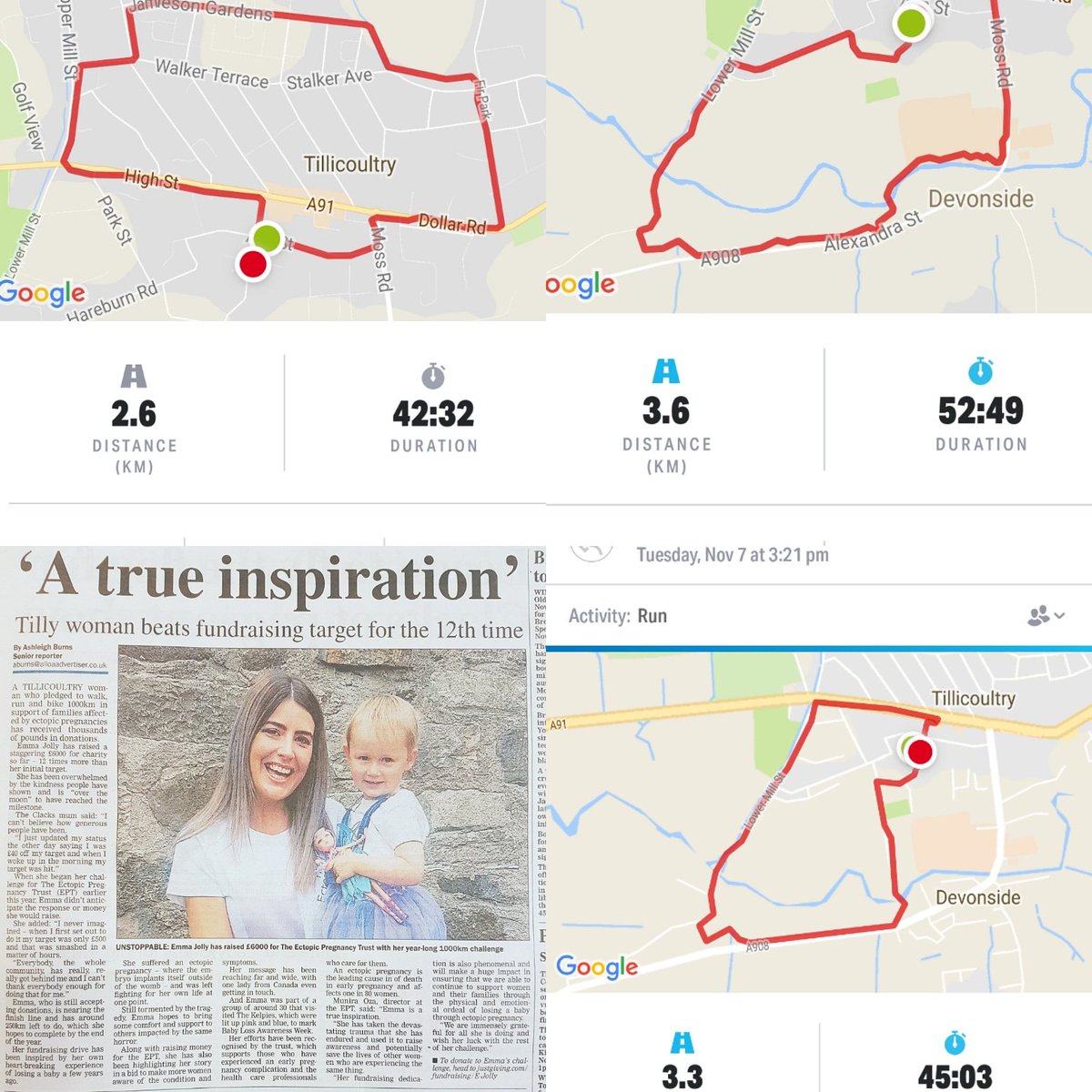 Emmavjolly80's tweet photo. Day 173: This weeks walks so far, plus today me and Lottie made the paper for hitting my just giving target of £6000 #ept1000 #eptopicpregnancy #eptopicpregnancyawareness #eptopicpregnancysurvior #raisingawarness #raisingmoney #justgiving #emmaswalk #mystory #hitmytarget #£6000 https://t.co/FSGku7qBO3
