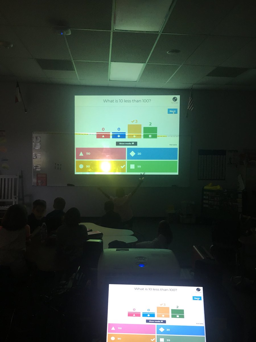 Kahooting in 1st grade to review 10 more and 10 less! #creechpride #funinfirst