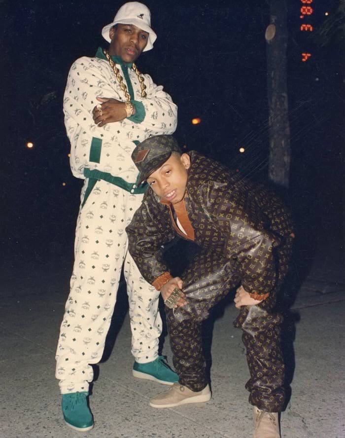 Detroit Griot on X: Dapper Dan MCM and Louis Vuitton matching outfits from  the 1980s. Matching Wallabees on their feet.  / X