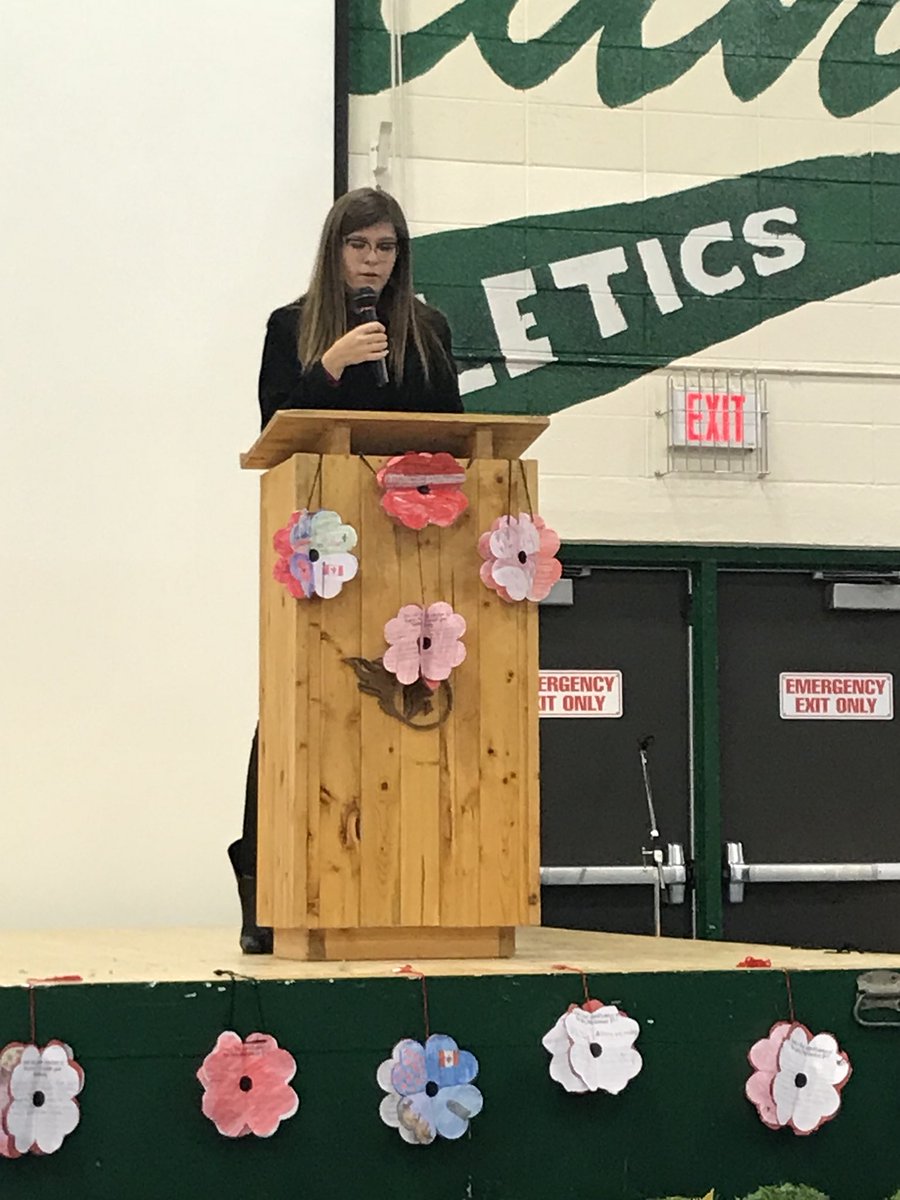 MLA Jessica Littlewood  brings greetings from the Provincial Government <a href="/TofieldSch/">Tofield School</a> Remembrance Day Ceremony. #BRSD #abed