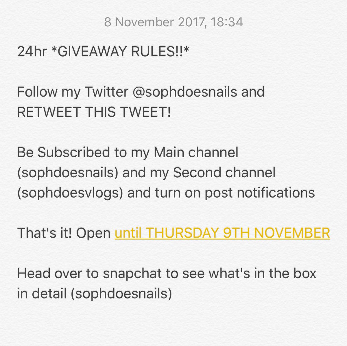 sophdoeslife's tweet photo. 24 HOUR GIVEAWAY! Rules in the picture below ✨ https://t.co/0XeYXU6Sw0