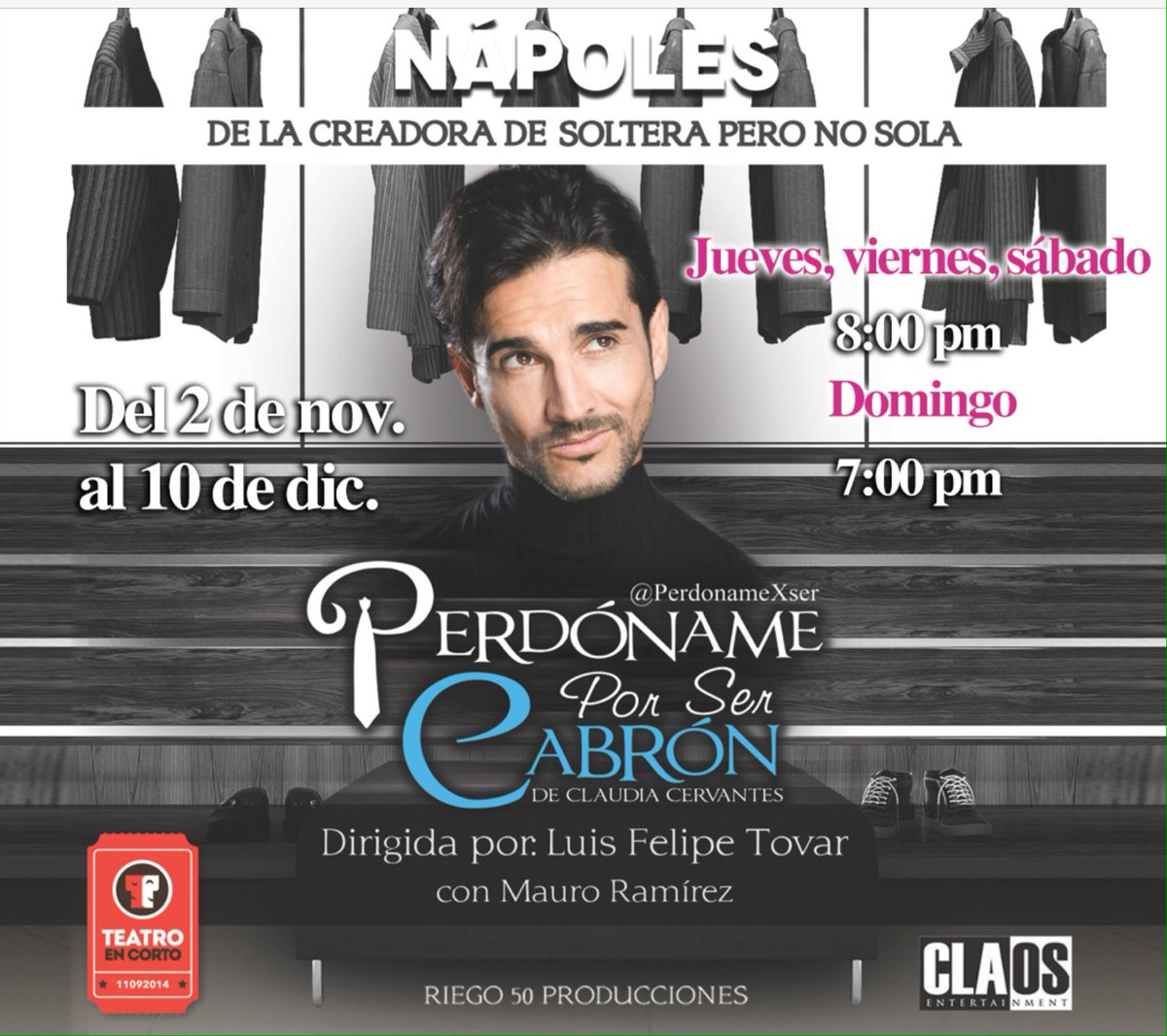 PerdonameXser's tweet photo. Los esperamos de jueves a domingo, 18 obras cortas, 2 producidas x @Cervantesclau “Perdóname por ser cabrón” y “Salte del closet” Foro 4 de Teatro en Corto #monologos https://t.co/0KCu1sYPqV