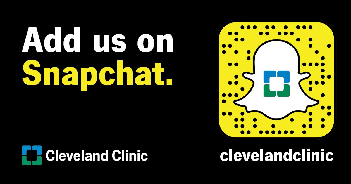 ClevelandClinic's tweet photo. Add us on @Snapchat with our username: clevelandclinic! https://t.co/H7hMiYzV4S