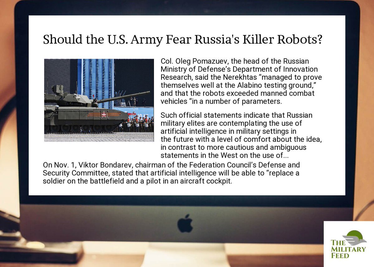 themilitaryfeed's tweet photo. Read on Android -:-- https://t.co/SBvylU4YXn #putin #russia Should The U.S. Army Fear Russia'S Killer Robots? https://t.co/nP04WsCBA7