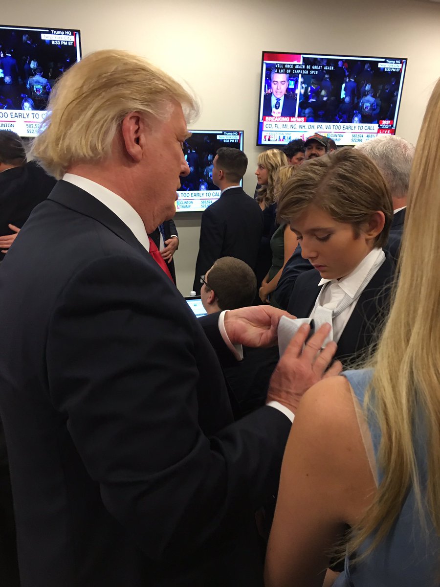 (28) Just a Dad doing a Dad's job before they go on stage on election night.