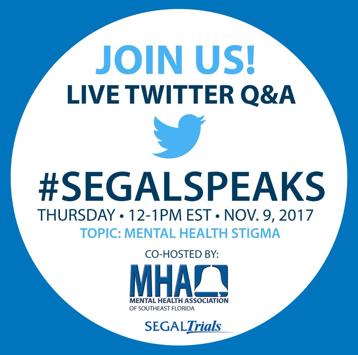 BocaPromise's tweet photo. Join in tomorrow.  MHASEFL is co-hosting a Twitter Q&amp;A on Mental Health Stigma tomorrow from 12-1pm https://t.co/39FQ0GoT2u