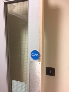 Whilst out and about I noticed these #firedoors and knowing a little I didn’t think they looked right! A in house repair job? @Theodore_Fire