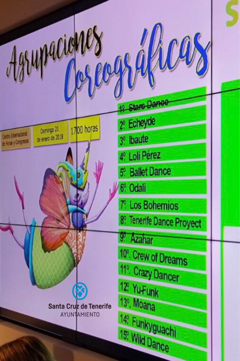 SCenCarnaval's tweet photo. Así ha quedado el #SorteoCarnavalSC18 de las Agrupaciones Coreográficas. Suerte 🍀 #CarnavalSC18 🎭 https://t.co/hdzNyW9tJN