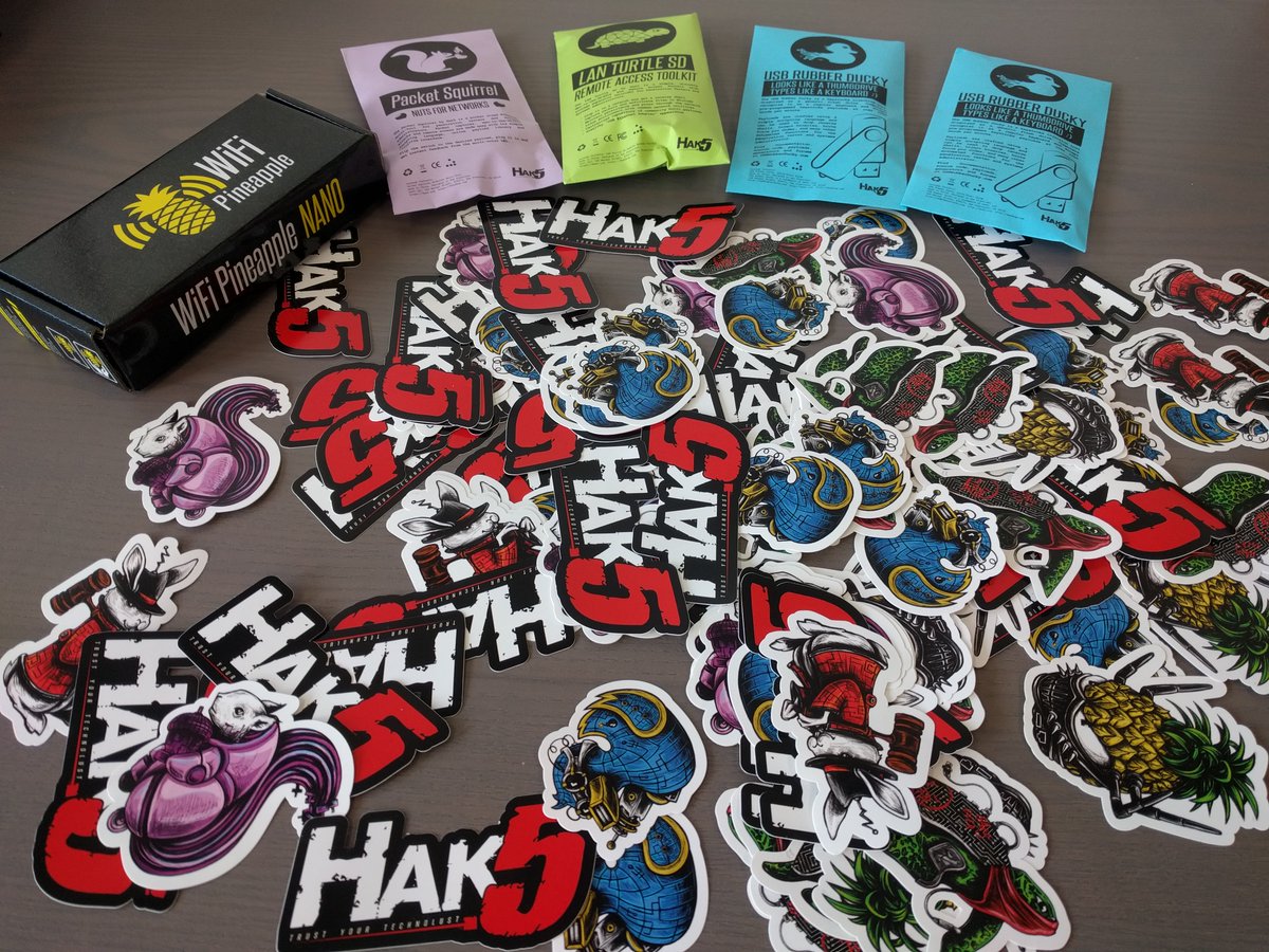 NorthSec_io's tweet photo. Just received our 1st batch of schwag &amp; prizes for #nsec18 from @Hak5 thanks to @Snubs. Great community support! https://t.co/86yKYejyX1