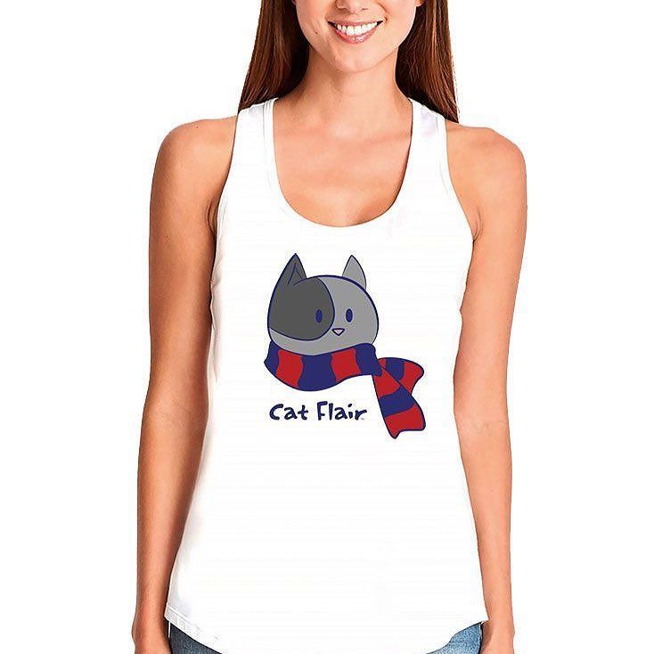 CatFlair's tweet photo. Soft white tank with our Cam the Cat logo 😺 #linkinbio #racerbacktank #catlover #catpeople #cattanktop #whitetank … https://t.co/CdqGNTaHhE https://t.co/mk2ubfu6BS