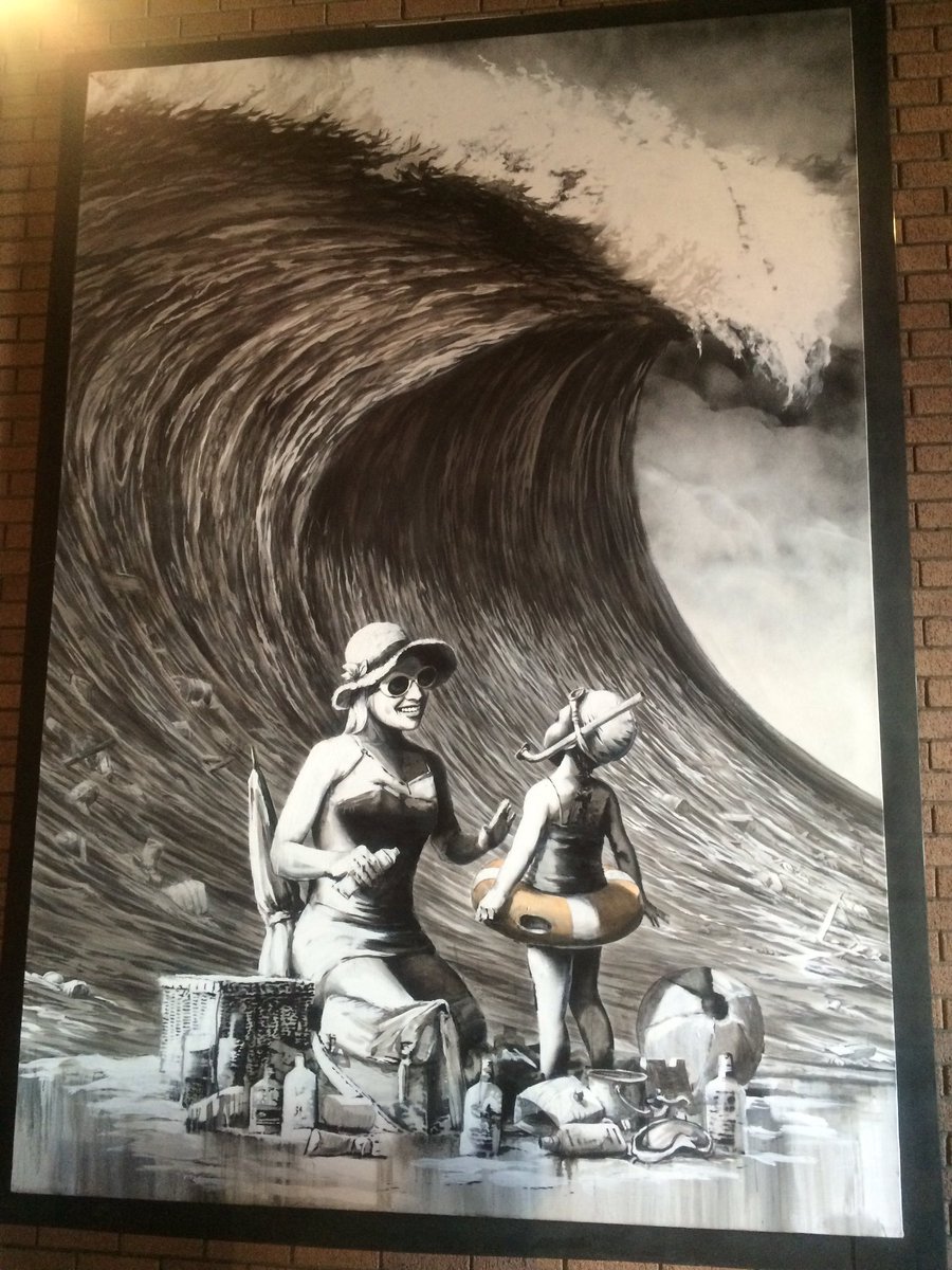 Bristol based artist #Banksy uses his artwork to have a provoke a #climateconvo….these were taken at his Dismaland exhibition