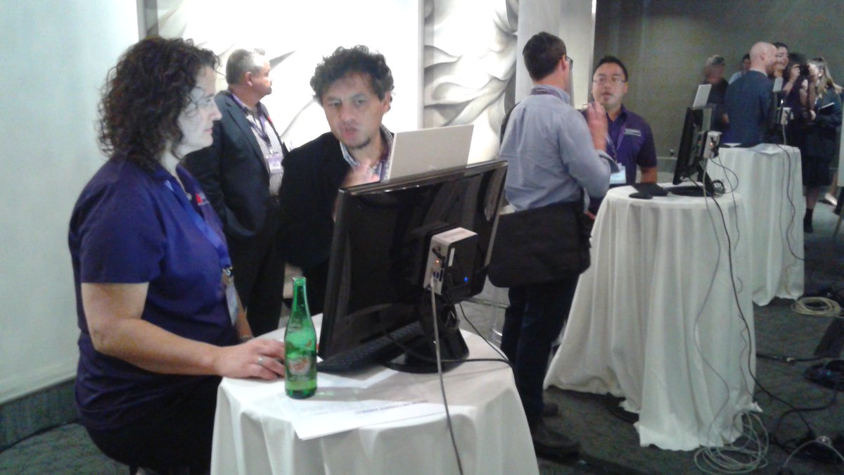 EricCaiEA's tweet photo. The training staff at @EnvironicsA (such as Micheline Kuepfer, Casey Price &amp; Denver Redman (@Redman_hotsauce)) are demonstrating our #data products &amp; #software at our Annual User Conference in #Toronto! #ENVISION5 #PRIZM5 #Spotlight #Spectra #TrailBlazer #Business #Marketing https://t.co/AtjWMJNUqU
