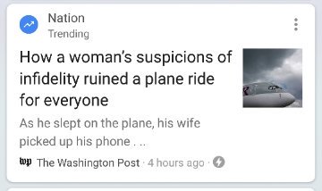 hiBrianLee's tweet photo. Really? So this is the woman's fault? It should be titled "How a cheating man ruined a plane ride for everyone." @washingtonpost #blamethewoman https://t.co/BpcQun2k5i
