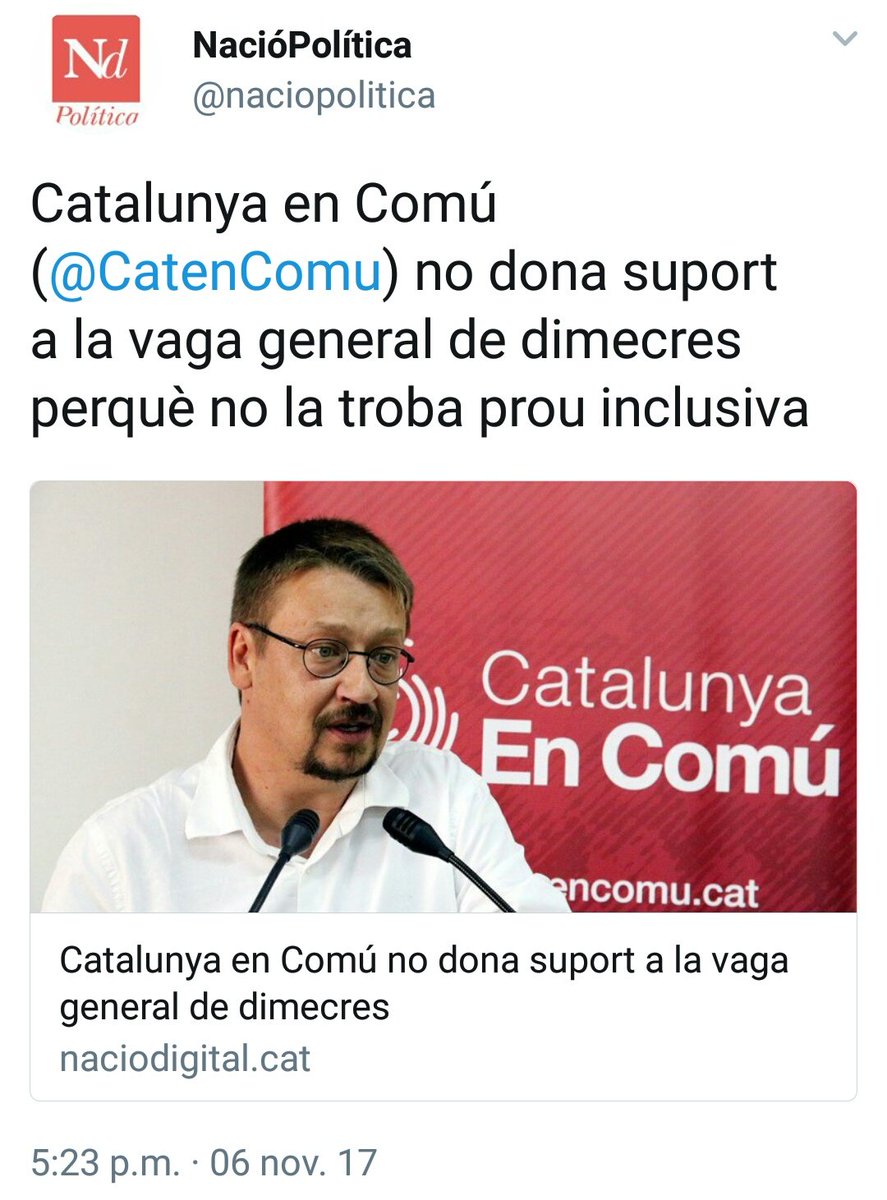 PereForcada's tweet photo. ―Catalunya en comú: “La vaga general no es suficientemente inclusiva”
• Pues está siendo un éxito!
―“Movilicemonos para parar el país” https://t.co/LCpqjHLxqi