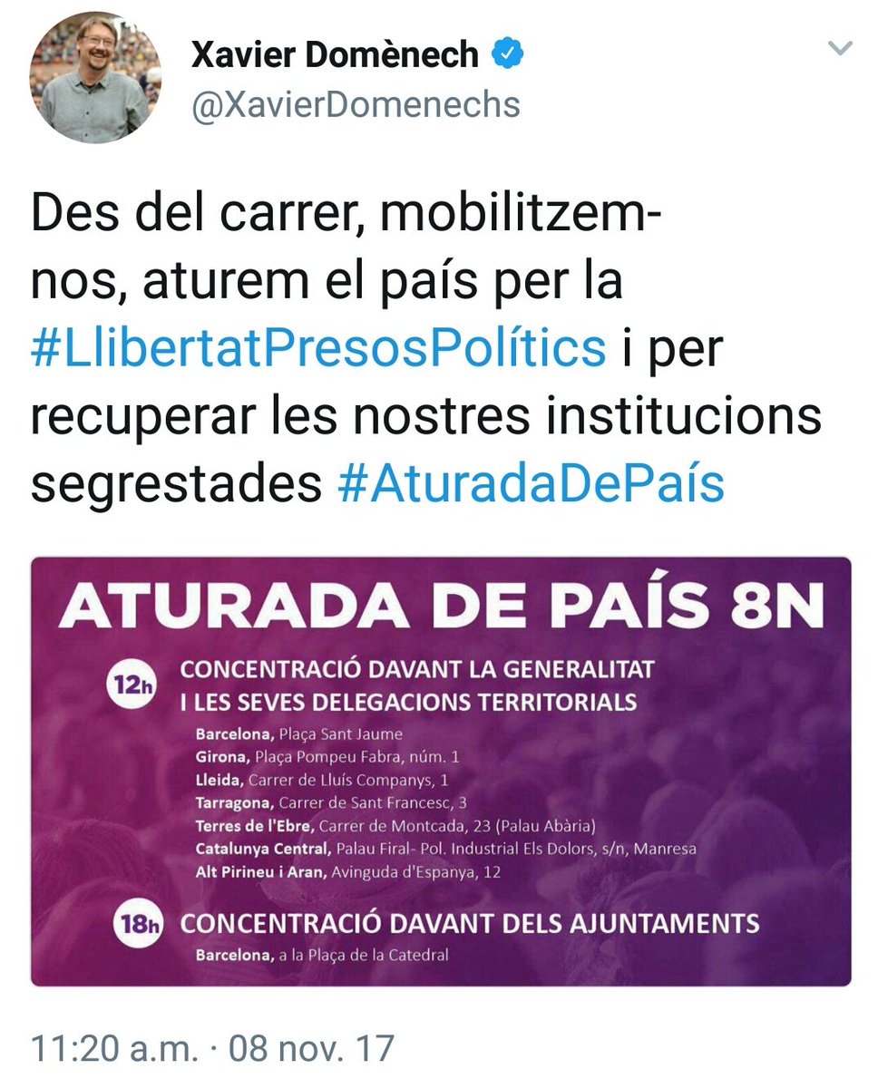 PereForcada's tweet photo. ―Catalunya en comú: “La vaga general no es suficientemente inclusiva”
• Pues está siendo un éxito!
―“Movilicemonos para parar el país” https://t.co/LCpqjHLxqi
