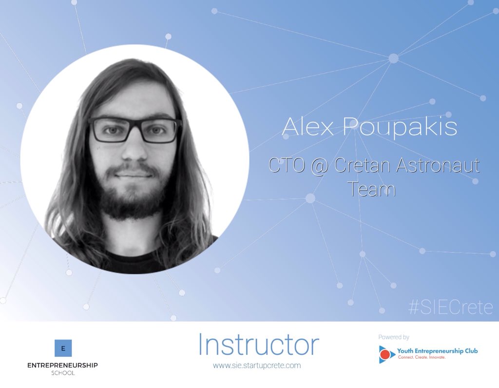 SIECrete's tweet photo. Next Friday's Instructor, Mr.Alex Poupakis CTO @ Cretan Astronaut team🛰 https://t.co/ZFEuTciIiq #SIECrete #SIECreteInstructors #Κρήτη #Crete https://t.co/wB37yEHFcI