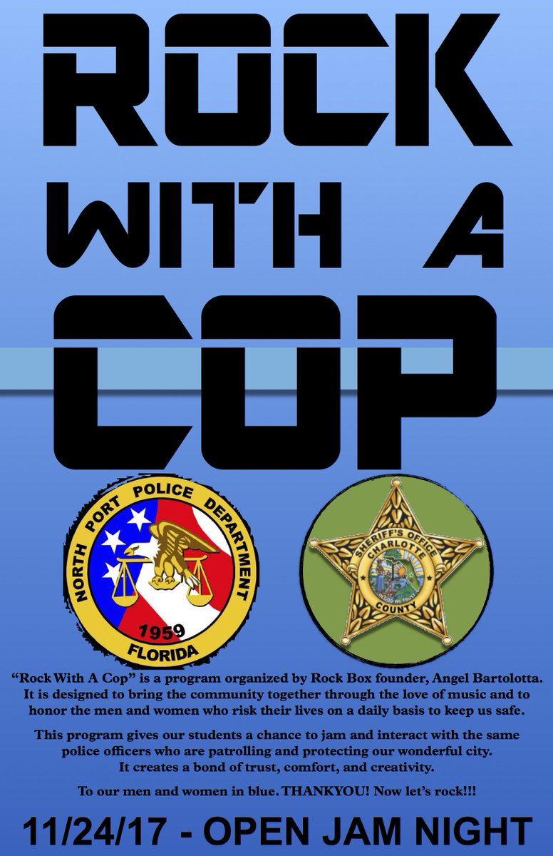 Rock_Box_Music's tweet photo. Rock With A Cop! Friday 11/24. 7:00-10:00. @NorthPortPolice https://t.co/xXzLzVw4bx
