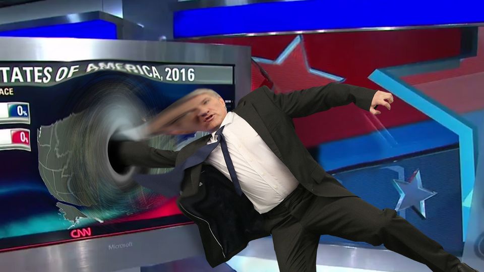 ClickHole's tweet photo. Election Night Disaster: John King Tapped His Electoral College Map Too Hard And Fell Headfirst Into A Digital Hellscape https://t.co/UXi22V1Ng5 #ClickClassic https://t.co/7FyMJ0j7Ez