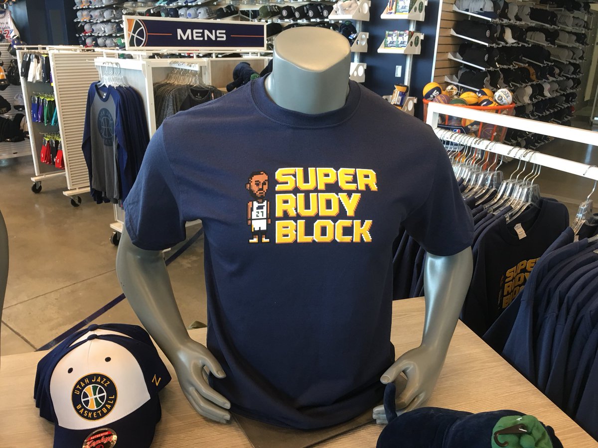 E_Woodyard's tweet photo. #SuperRudyBlock @rudygobert27 shirts are now being sold in the @utahjazz gift shop! https://t.co/j5h1DNaIz1