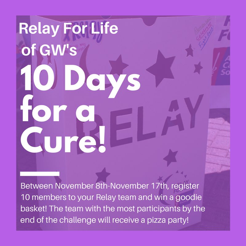 RelayofGW's tweet photo. Our #10DaysForACure challenge starts NOW! Register 10 new members to your team and win a prize๐ #RushRelay
https://t.co/Cg3SN3NQcl https://t.co/s8w8xHYKjw
