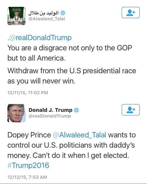 (65) Here's what the now arrested Alwaleed said to candidate Trump before and after the election: