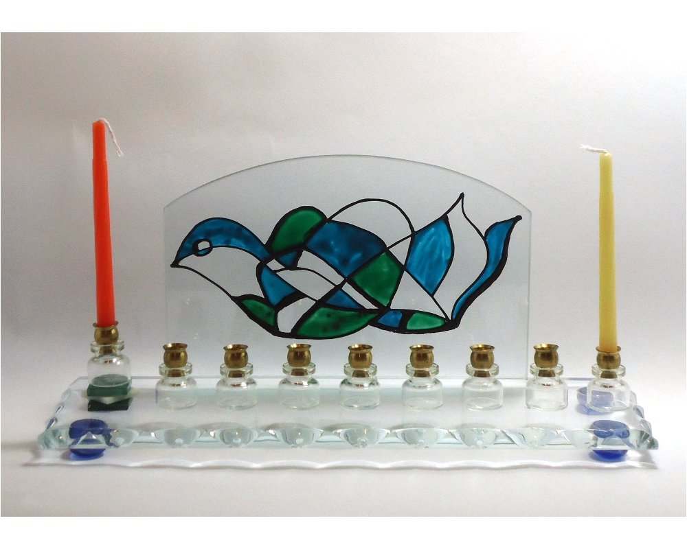 LDDecoline's tweet photo. A Blue &amp; Green Menorah for Hanukkah - Hand Painted Glass #hanukkah #menora https://t.co/R98cpSpthJ via @Etsy https://t.co/5Et0yk4Azy