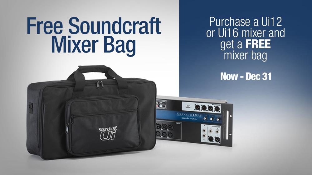 SoundcraftUK's tweet photo. Protect & carry your #Ui mixer w/ a FREE mixer bag! Just purchase a #Ui12 or #Ui16 now – Dec. 31. *U.S. only*
Contact your dealer for info. https://t.co/7jZYPOK6NM