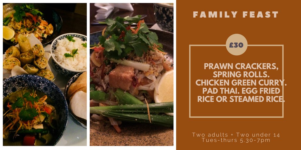 sureecoateschef's tweet photo. New for mid week dining. FAMILY FEAST FOR 4. Bring the children to experience fresh cooked #Thai cuisine, for less. #madeinshropshire #value https://t.co/YqJqtXsNRV
