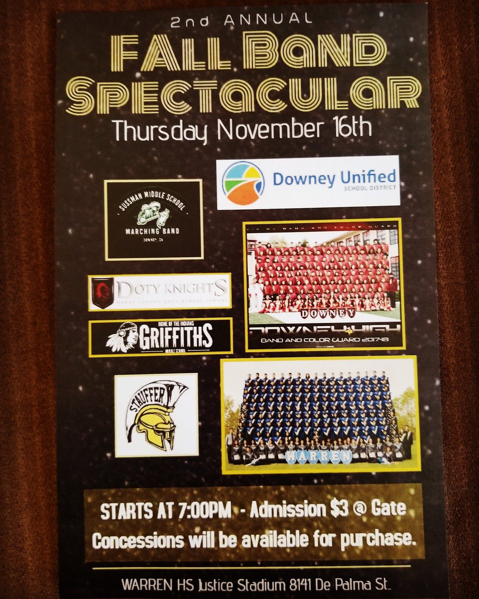 Come support the Stauffer Spartans Marching Band and Color Guard on Thursday - November 16th at Warren High. Tickets are only $3.00 @ the gate. See you there! #stauffermiddleschool #spartans