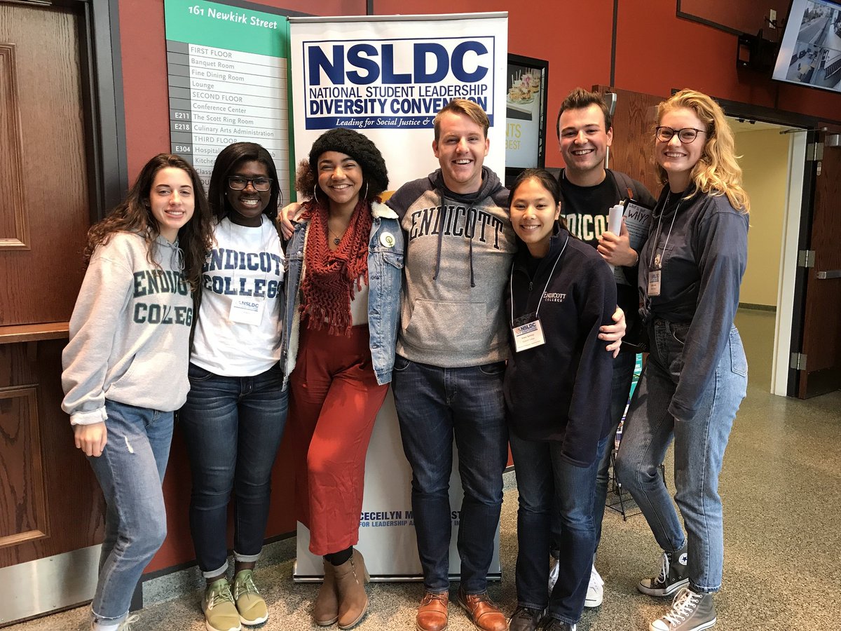 EndicottCollege's tweet photo. This past weekend a few of our students from The Alliance and ALANA  attended the National Student Leadership Diversity Convention in New York. They came back excited about their new knowledge and ideas to inspire our campus - thank you @NSLDC! @EndicottAllies https://t.co/JqOzwZa86A