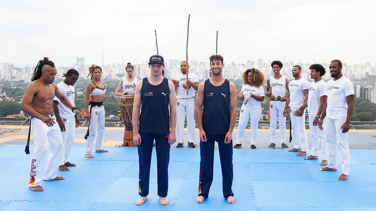 redbullracing's tweet image. Introducing the newest Capoeiristas! 🙌 Think they've got the moves? #BrazilGP 🇧🇷 #F1