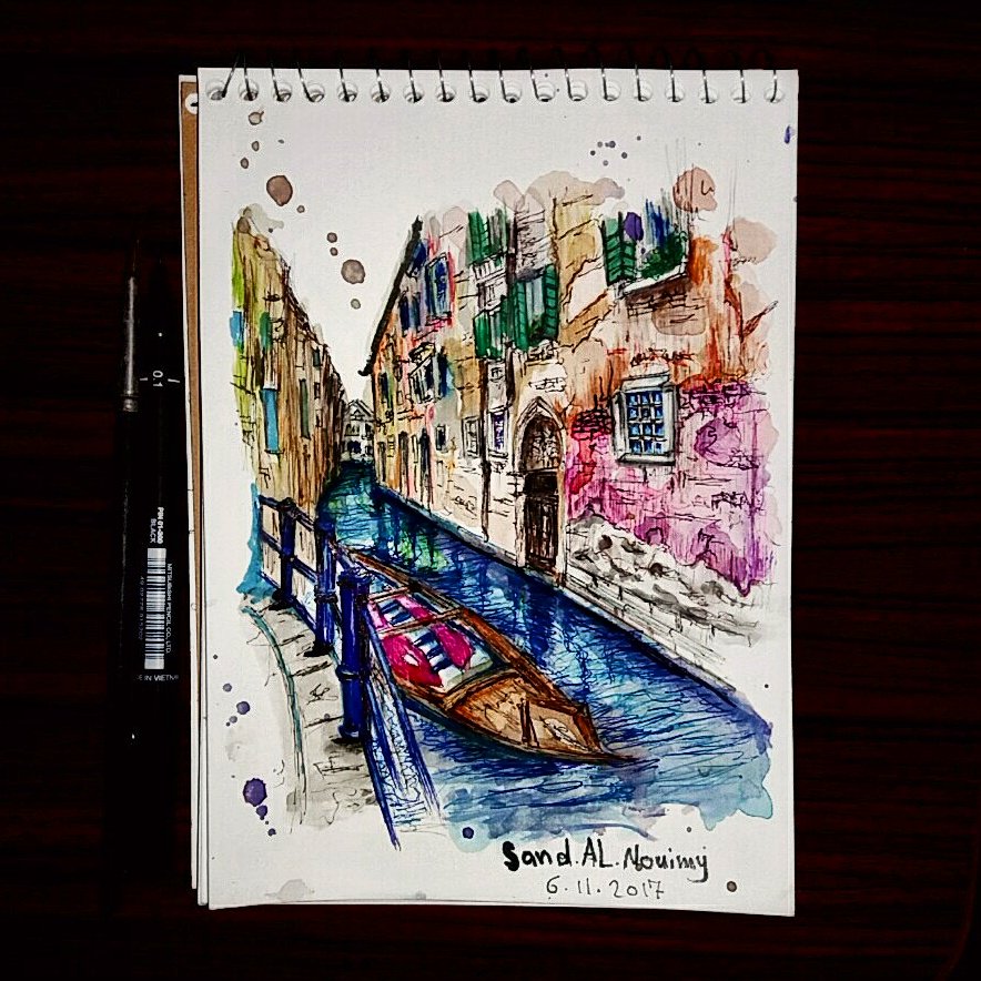 SandyalNuaimi's tweet photo. #new #dailysketch #sketchbook #sketch #sketcher #drawing #watercolor #ink #italy #vinec ❤💛 https://t.co/Z81DwUJSnY