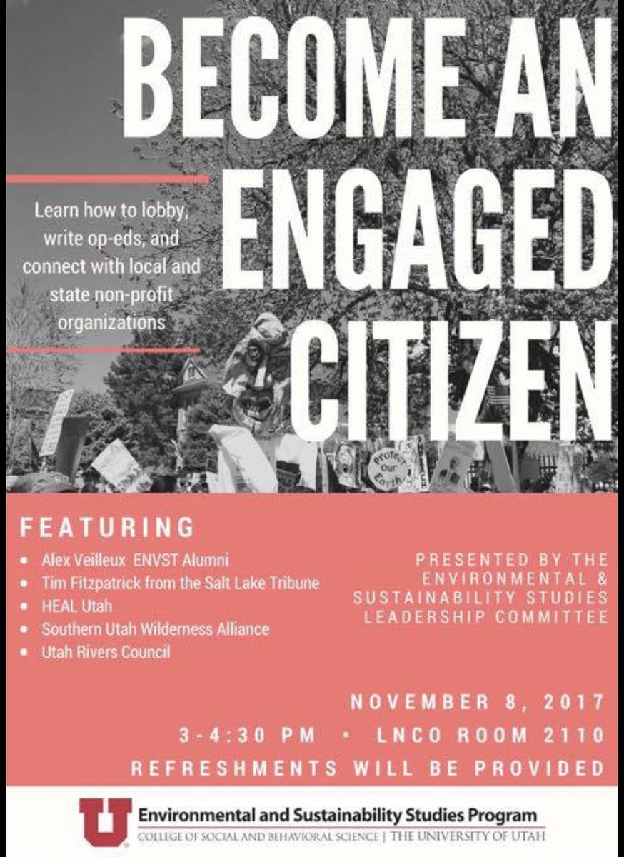 My good friend @alexveilleux_ will be speaking today on the <a href="/UUtah/">University of Utah</a> campus. 3pm LNCO 2110