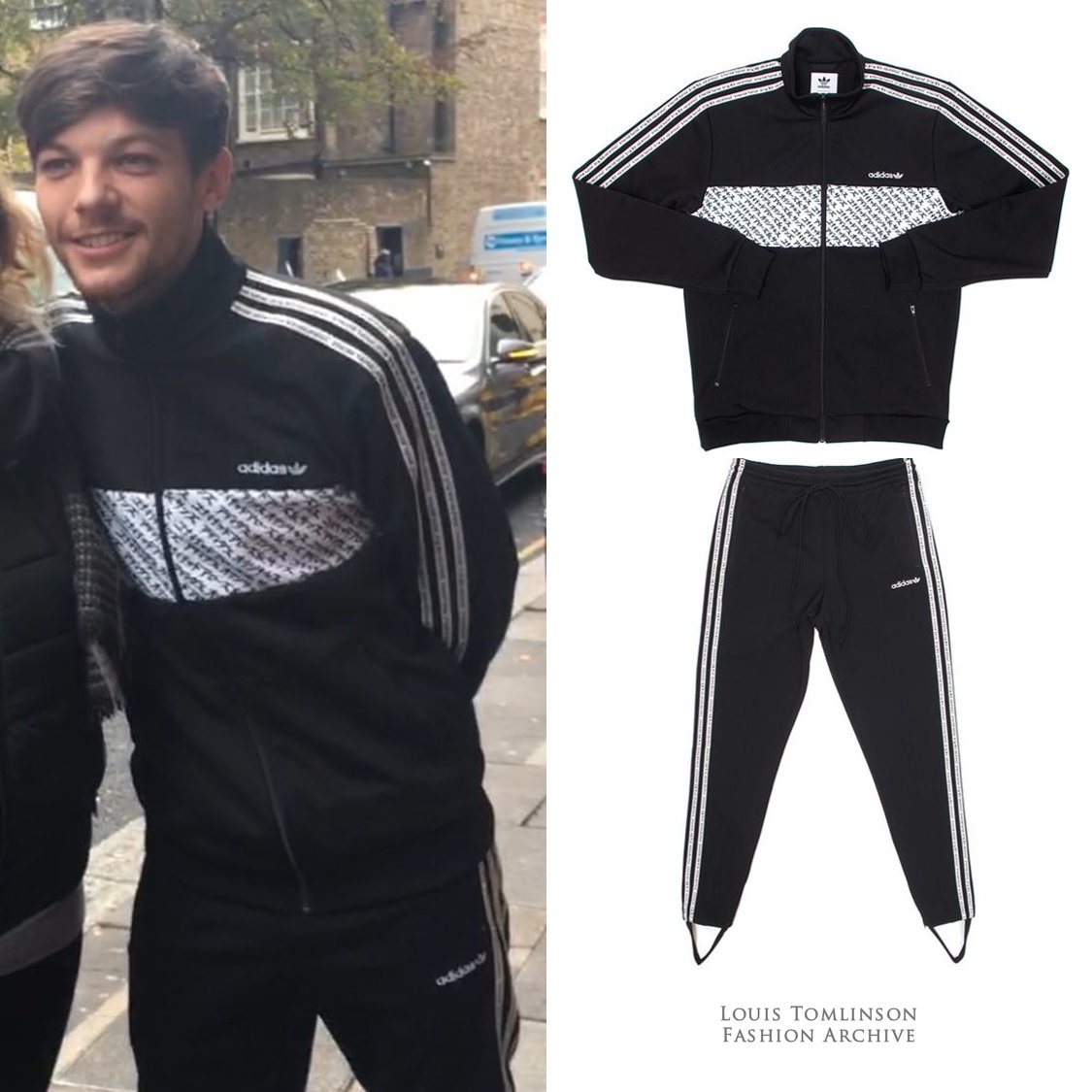 pants, louis, adidas, black, grey, louis tomlinson - Wheretoget