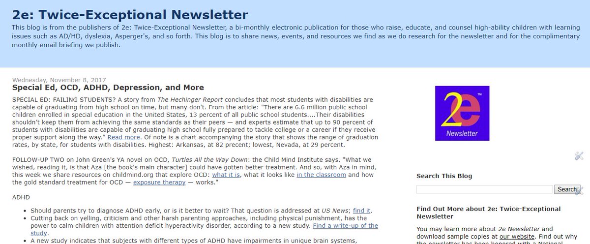 NEW BLOG ITEMS: #speced, ocd, #adhd, #depression, more. #2ekids goo.gl/iS5AED