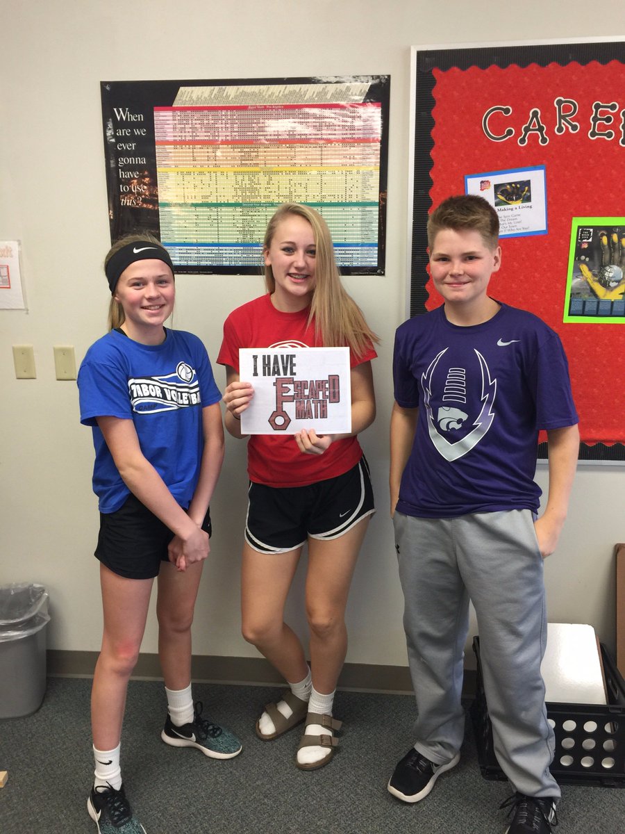 cottamath's tweet photo. These students were able to Escape the Math room! #Communication Thanks #21stCenturyMath @InmanSchools https://t.co/a3kVqKy6tx