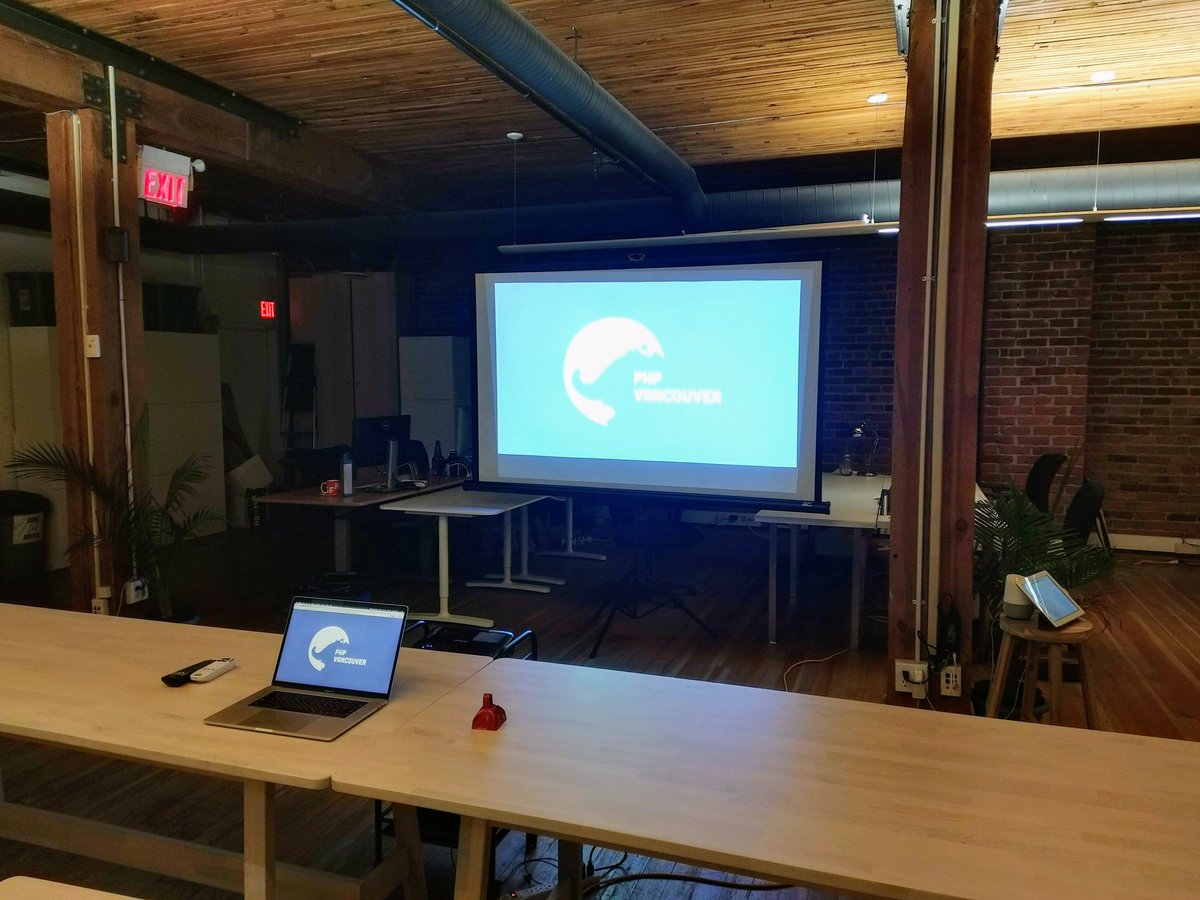 phpvancouver's tweet image. New setup for the #vanphp meetup! #php