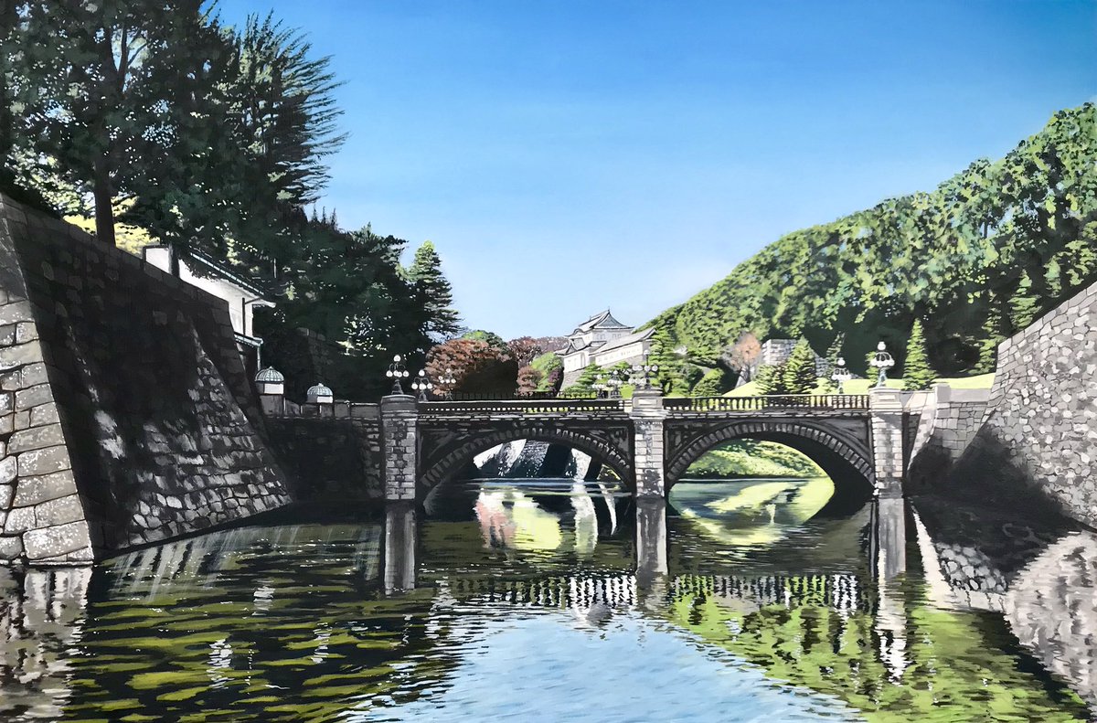 SimonJDalby's tweet photo. #oilpainting #tokyo #Decemberlight #Nijubashi #ImperialPalace latest painting https://t.co/eIDQkIR9ec