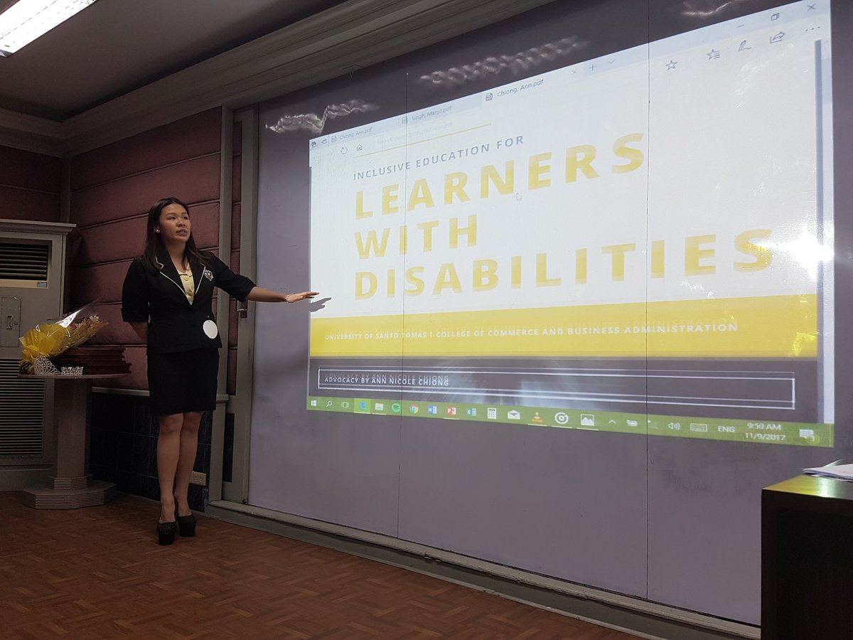 USTCBASC's tweet photo. Ann Nicole Chiong takes the stage to present her advocacy on inclusive education for learners with disabilities. #CYAA2018 #Incandescent2018 https://t.co/m1XGEUQ484